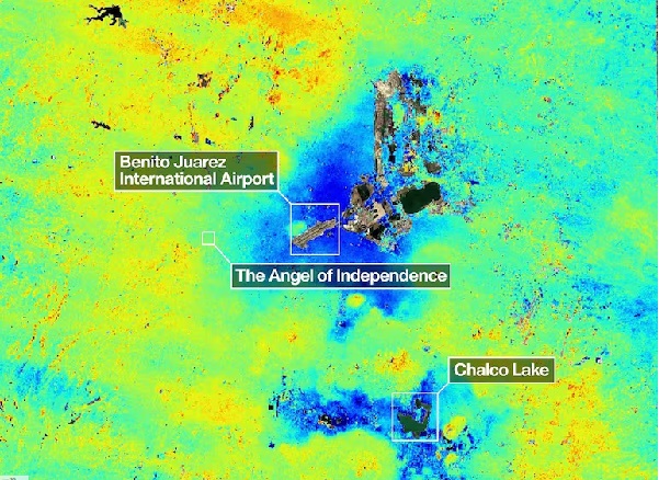 Satélite detecta hundimiento en Ciudad de México