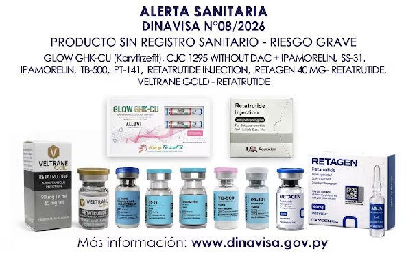 Dinavisa alerta sobre la venta ilegal de péptidos y hormonas en Paraguay