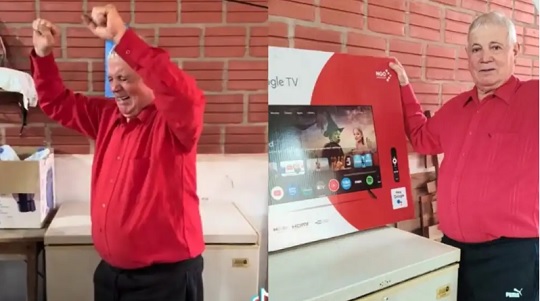 Le regalaron una enorme tele para el Mundial y terminó llorando