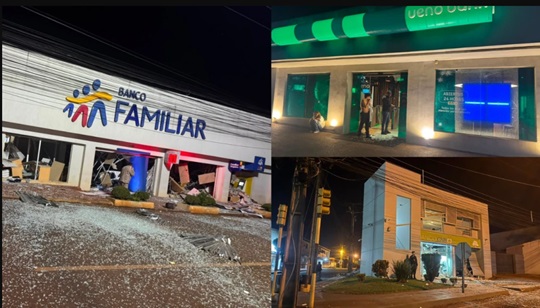 Ataque con explosivos en Santa Rita: asaltantes golpean tres bancos y una casa de cambios