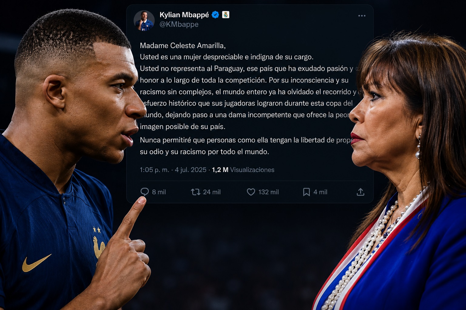 Mbappé responde a Celeste Amarilla tras insultos racistas