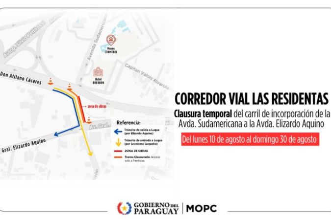 Corredor Las Residentas tendrá desvíos por 20 días